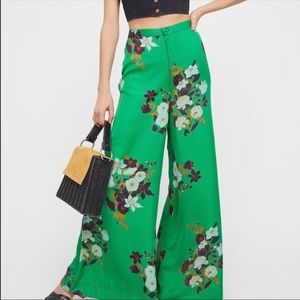 NWT Free People green floral palazzo pants